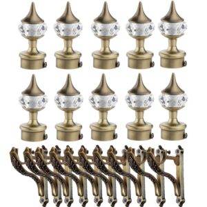 Diamond Aluminium Curtain Bracket with Support 1 Inch Rod Pocket Finials Rod Support Fittings, Curtain Rod Holder
