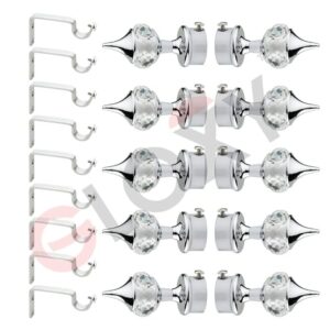 Aluminium Single Diamond Curtain Brackets Parda Holders with Support Fittings 1 Inch Rod