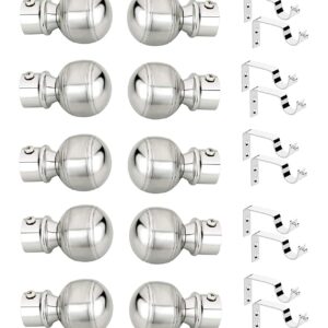 Stainless Steel Curtain Bracket Set with Finials, Curtain Rod Holder Set For Doors & Windows, 1 Inch Parda Rod Holder for Doors & Window